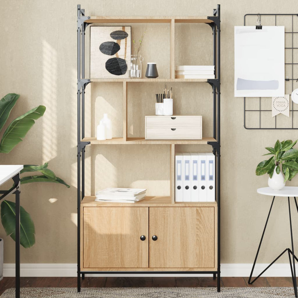 vidaXL Bibliothèque avec portes Chêne Sonoma 76,5 x 30 x 154,5 cm Bois d'ingénierie