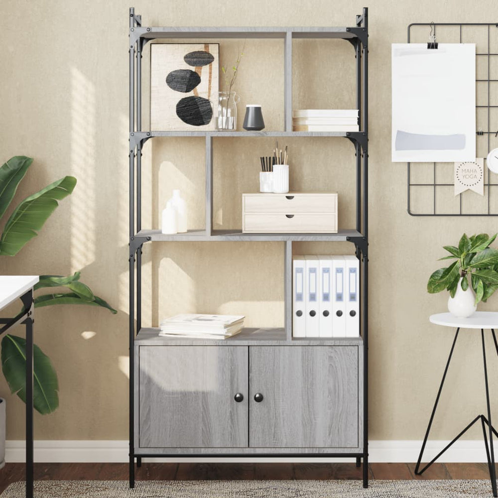 vidaXL Bibliothèque avec portes Gris Sonoma 76,5x30x154,5cm Bois d'ingénierie