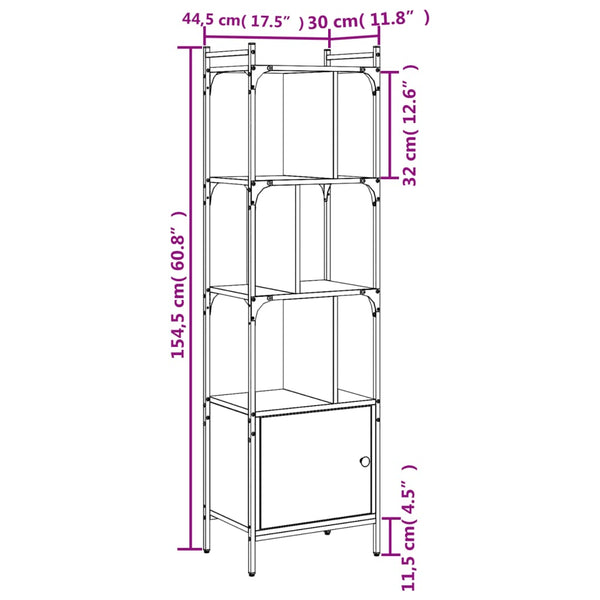 Bücherregal Räuchereiche mit Tür 154,5cm