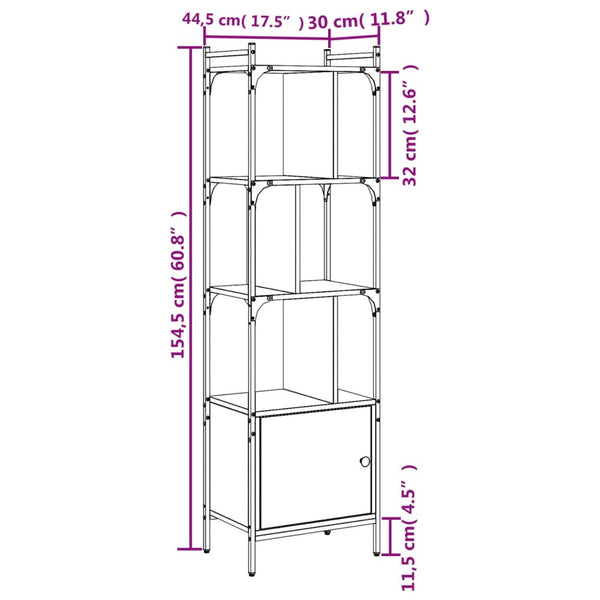 Bücherregal Grau Sonoma 44,5x154,5 cm