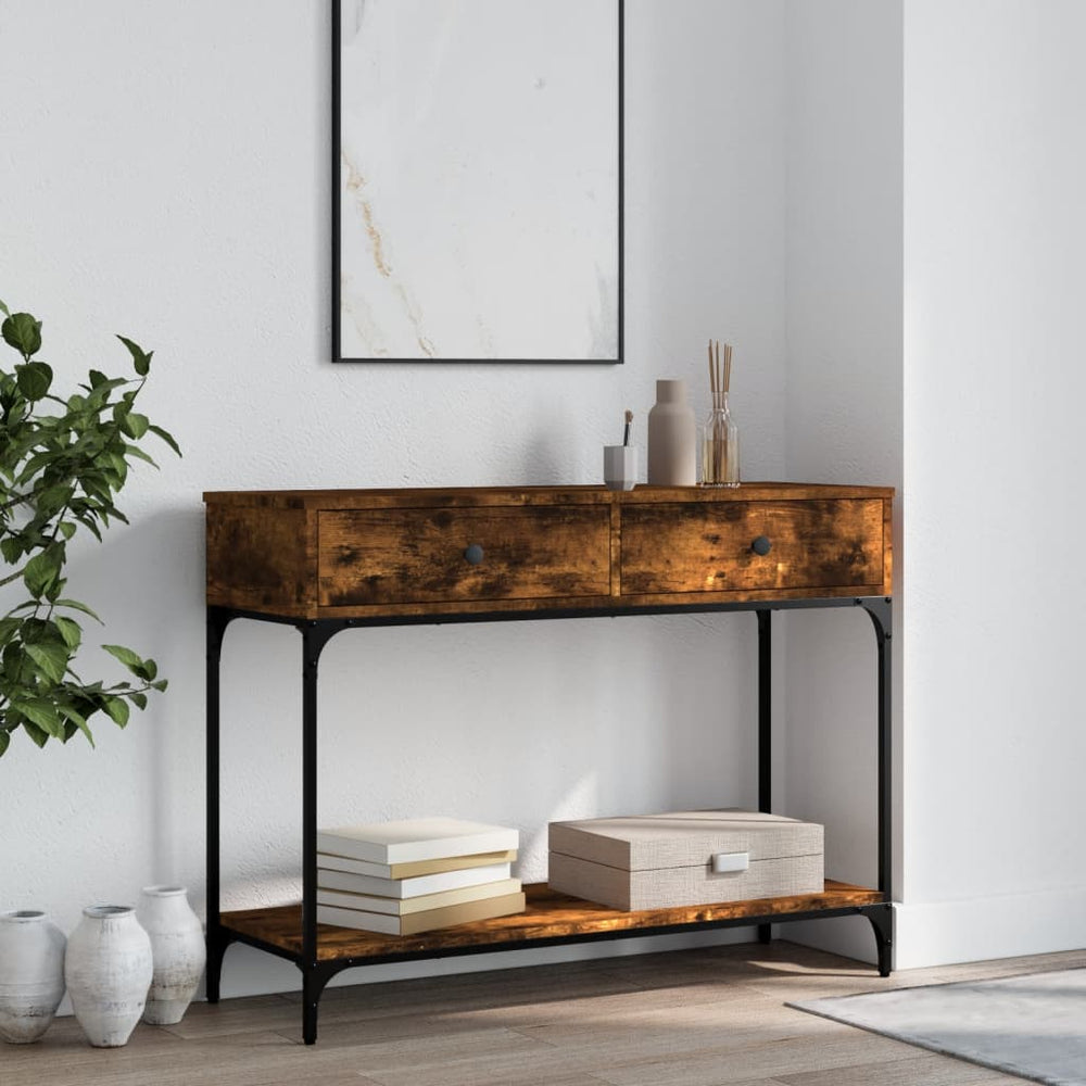 vidaXL Table console chêne fumé 100x34,5x75 cm Bois d'ingénierie