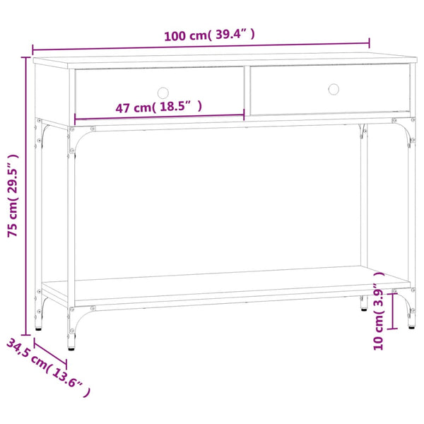 Konsolentisch Grau Sonoma 100 cm
