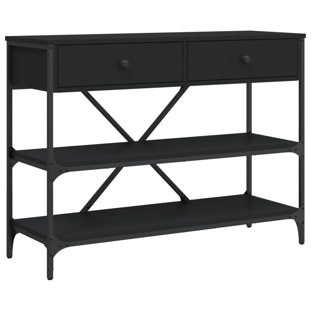 vidaXL Console avec tiroirs et étagères Noir Bois d'ingénierie