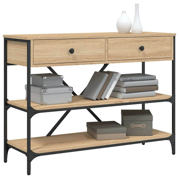 vidaXL Console Table with Drawers and Shelves Sonoma Oak