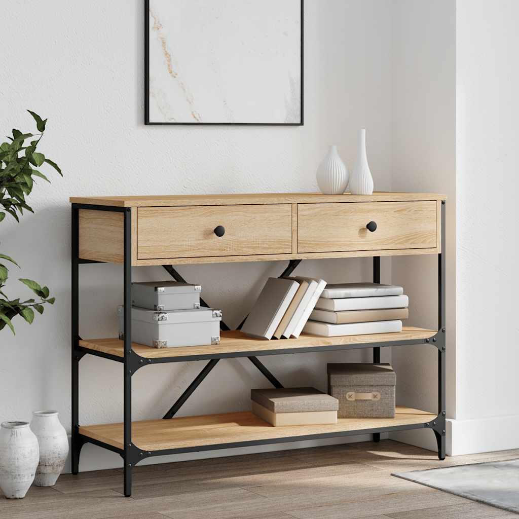vidaXL Console Table with Drawers and Shelves Sonoma Oak