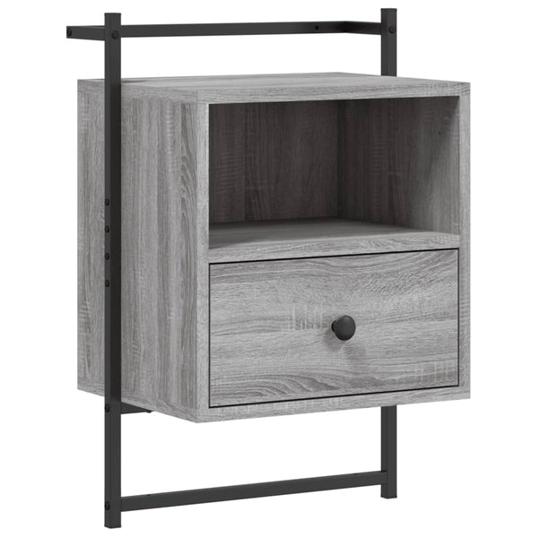 Wand-Nachttisch Grau Sonoma 40x30x61 cm