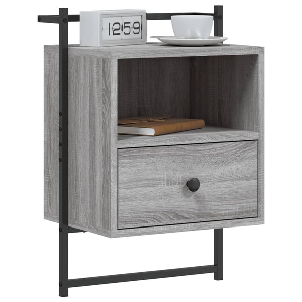 Wand-Nachttisch Grau Sonoma 40x30x61 cm