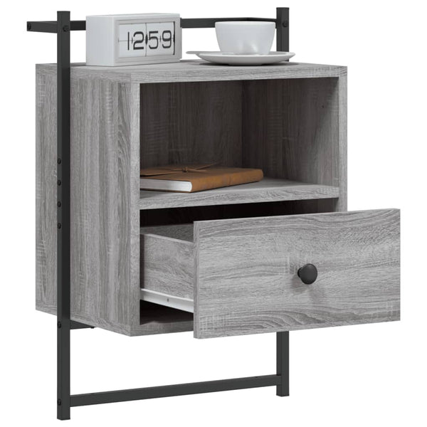 Wand-Nachttisch Grau Sonoma 40x30x61 cm
