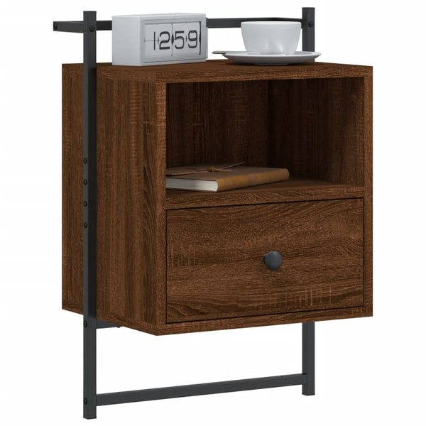 Wand Nachttisch Braun Eiche 40x30x61 cm