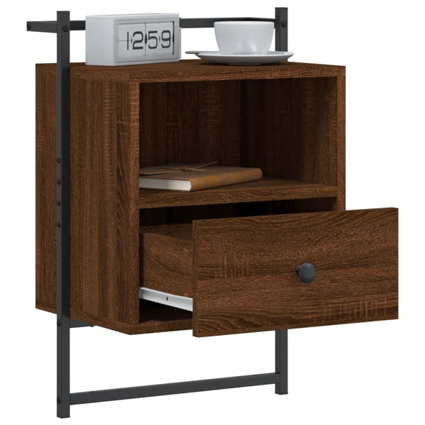 Wand Nachttisch Braun Eiche 40x30x61 cm