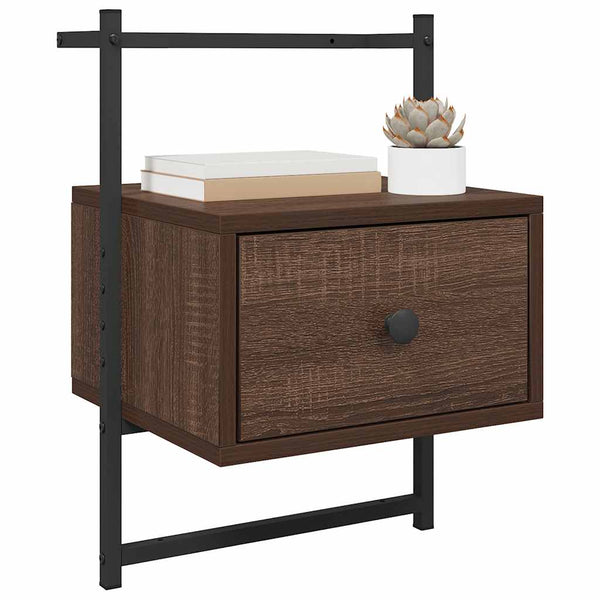 Wand Nachttische 2er-Set Braun Eiche