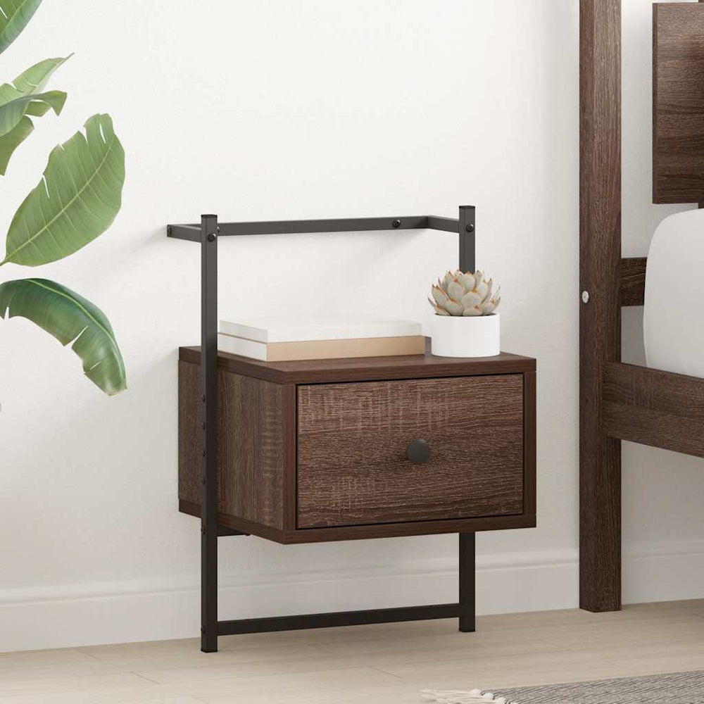 Wand Nachttische 2er-Set Braun Eiche