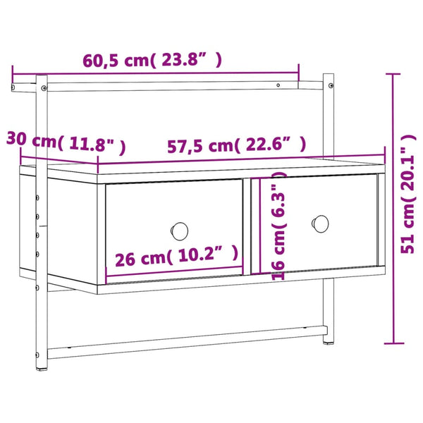 TV-Wandschrank Sonoma Eiche 60,5 cm