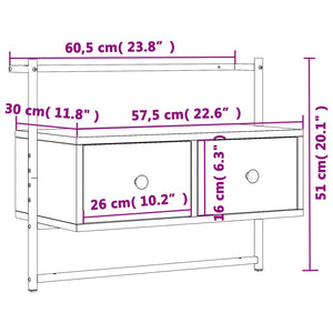 TV-Wandschrank Räuchereiche 60,5 cm
