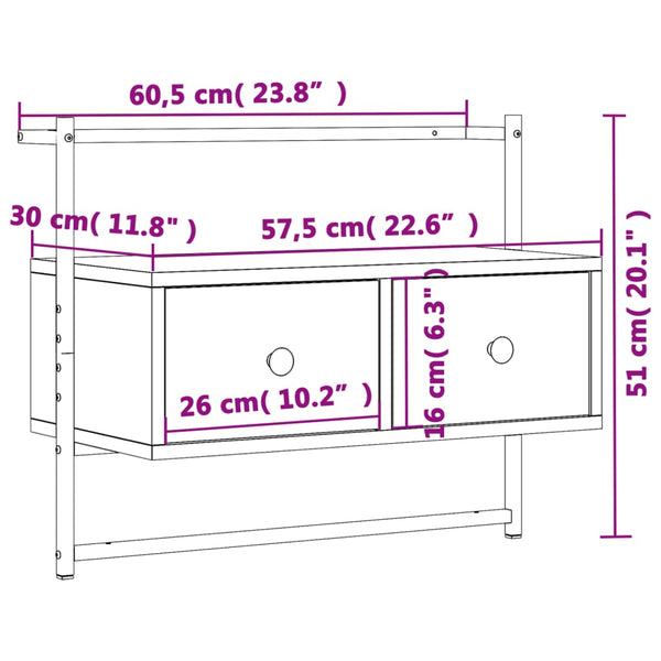TV-Wandschrank Grau Sonoma 60,5 cm
