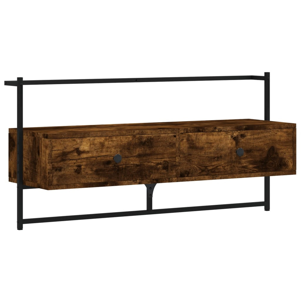 vidaXL Meuble TV mural chêne fumé 100,5x30x51 cm bois d'ingénierie