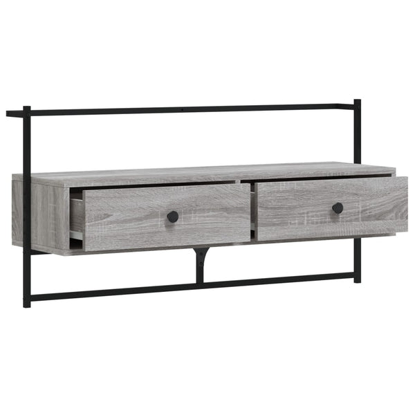 Meuble TV mural vidaXL gris Sonoma 100,5x30x51 cm Bois d'ingénierie