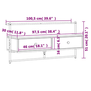 Meuble TV mural vidaXL gris Sonoma 100,5x30x51 cm Bois d'ingénierie