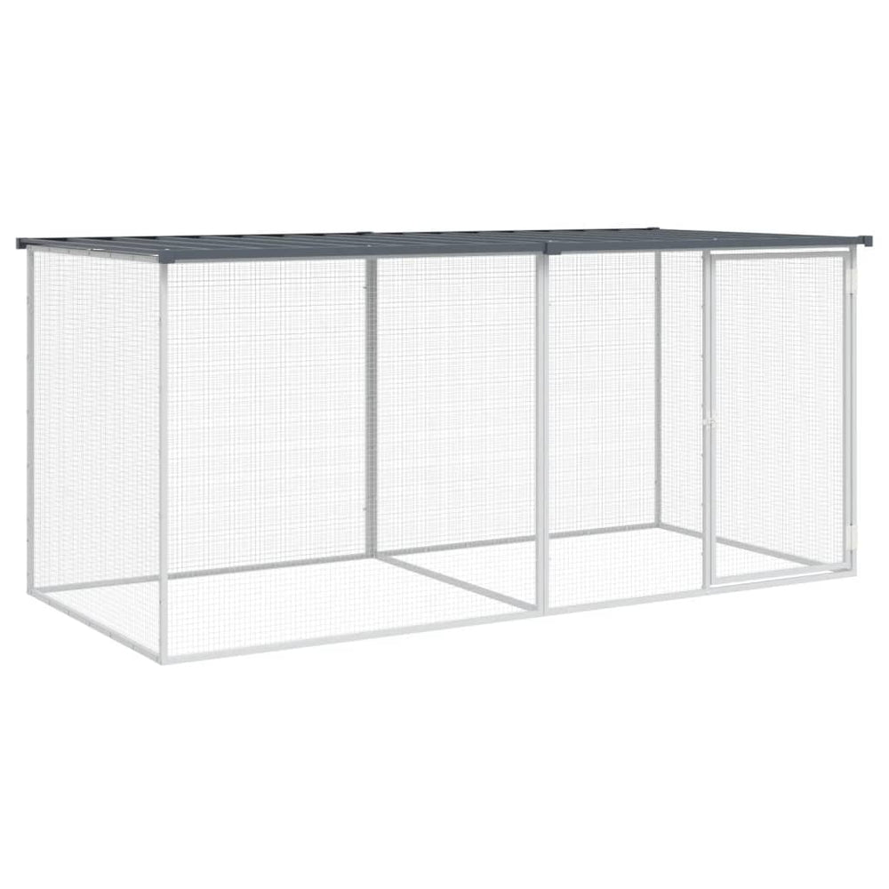 Hühnerkäfig mit Dach Anthrazit 203x98x90 cm