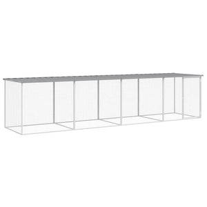 vidaXL Poulailler avec toit Gris clair 403x98x90 cm Acier galvanisé