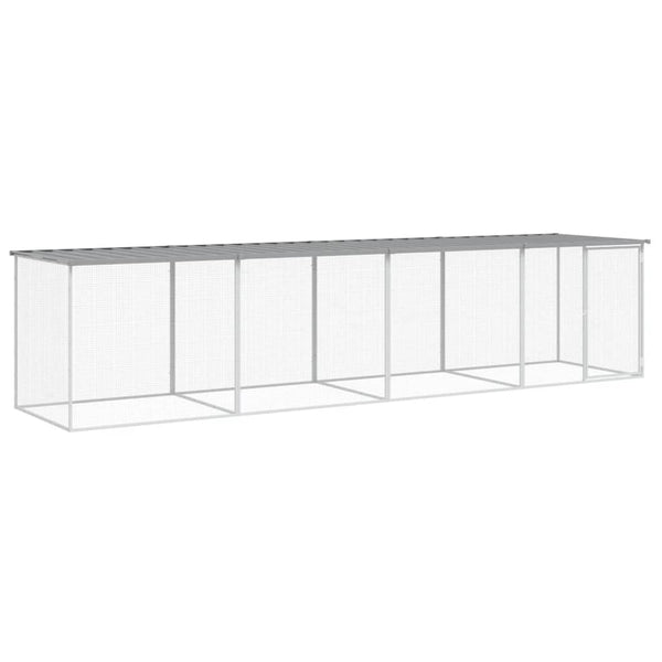vidaXL Poulailler avec toit Gris clair 403x98x90 cm Acier galvanisé