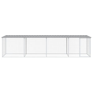 vidaXL Poulailler avec toit Gris clair 403x98x90 cm Acier galvanisé