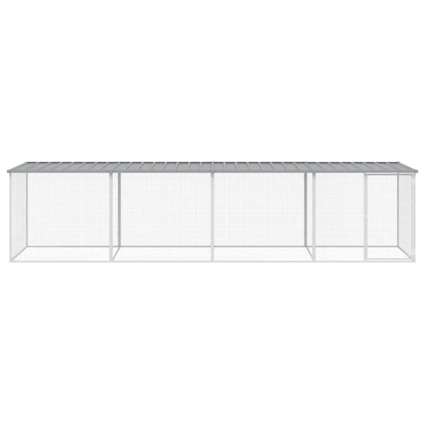 vidaXL Poulailler avec toit Gris clair 403x98x90 cm Acier galvanisé
