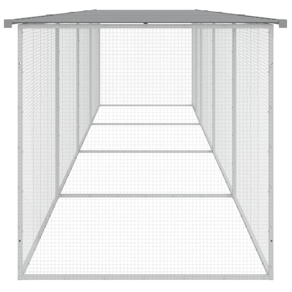 vidaXL Poulailler avec toit Gris clair 403x98x90 cm Acier galvanisé