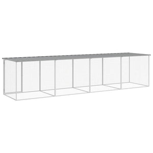 vidaXL Poulailler avec toit Gris clair 403x98x90 cm Acier galvanisé