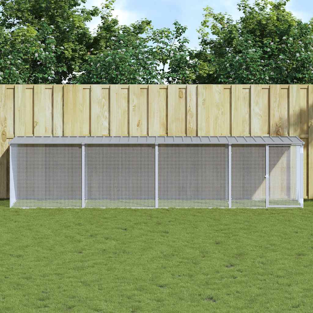 vidaXL Poulailler avec toit Gris clair 403x98x90 cm Acier galvanisé
