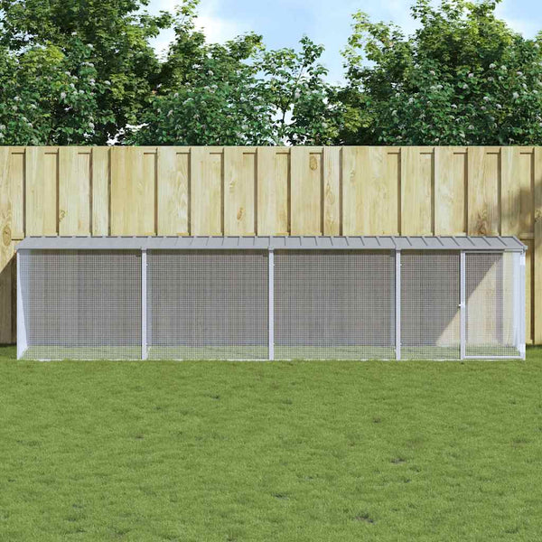 vidaXL Poulailler avec toit Gris clair 403x98x90 cm Acier galvanisé