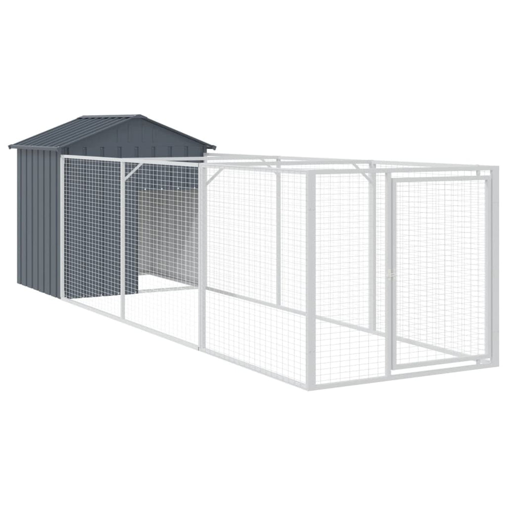 Hundehütte mit Auslauf Anthrazit
