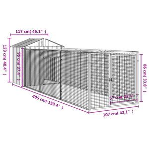 Hundehütte mit Auslauf Anthrazit