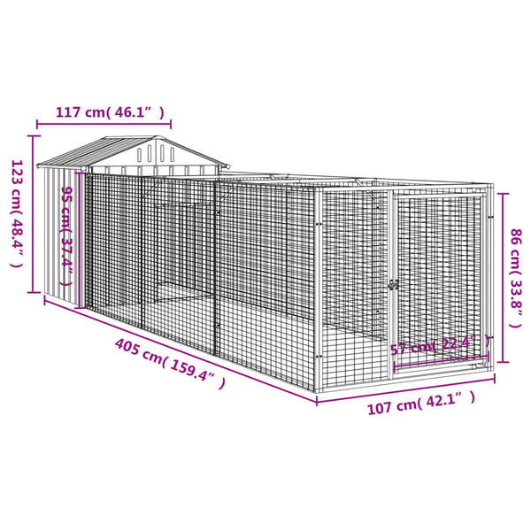 Hundehütte mit Auslauf Anthrazit