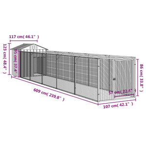 Hundehütte mit Dach Anthrazit, Verzinkt