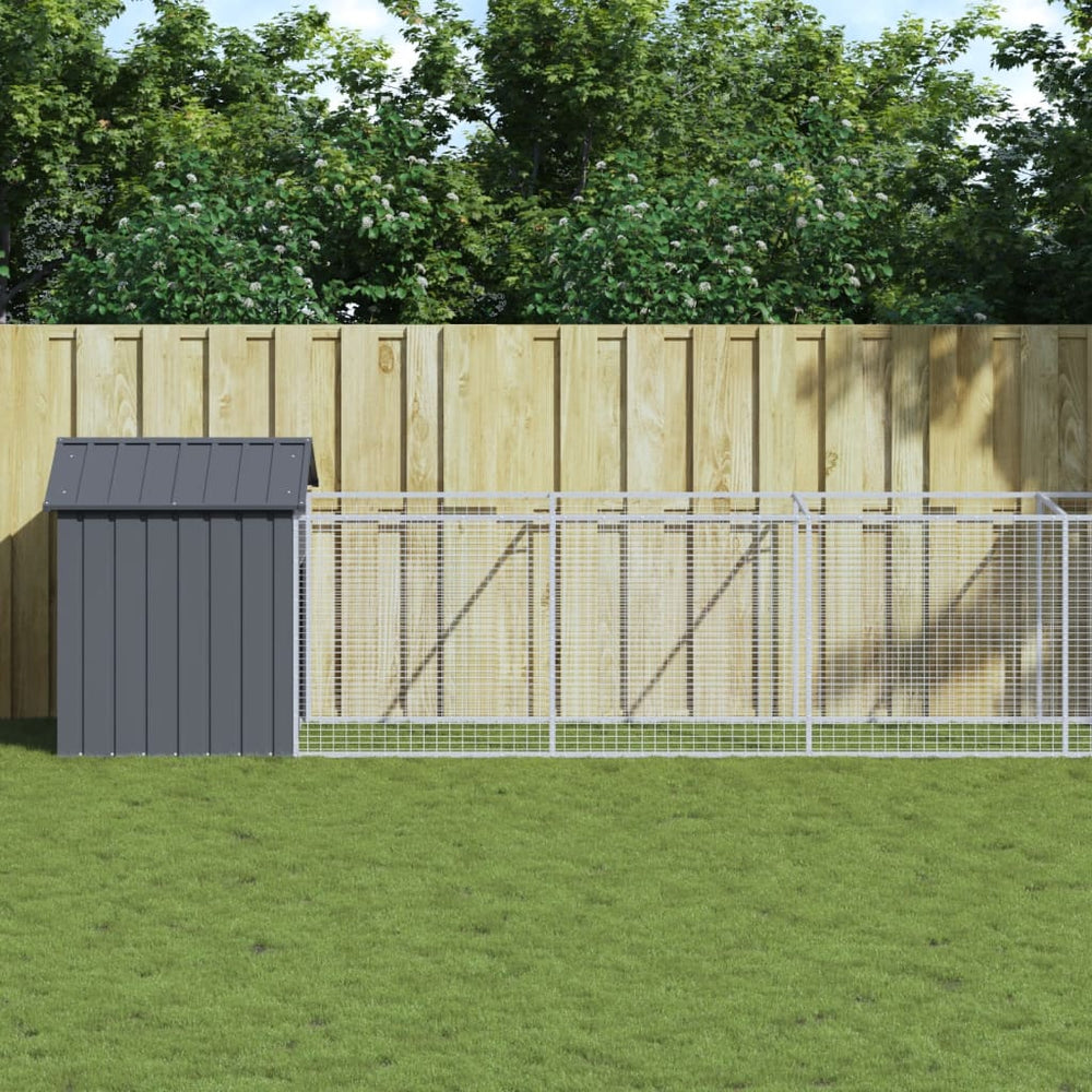 Hundehütte mit Dach Anthrazit, Verzinkt