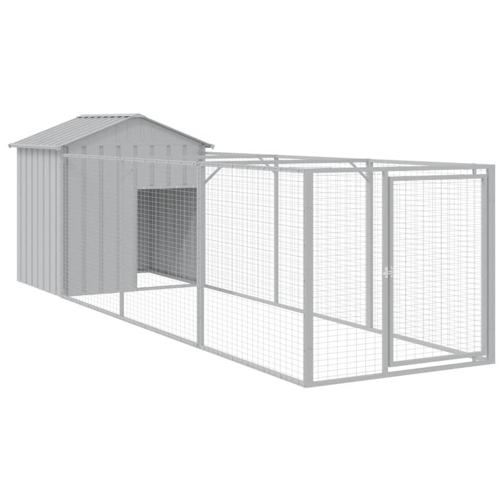 Hundehütte mit Auslauf Hellgrau