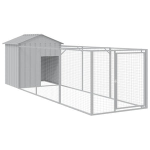 Hundehütte mit Auslauf Hellgrau