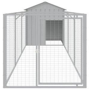 Hundehütte mit Auslauf Hellgrau