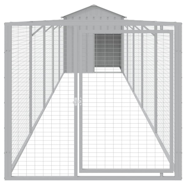 Hundehütte mit Auslauf Hellgrau