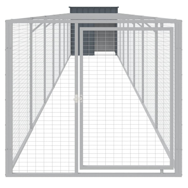 vidaXL Dog Kennel with Run Anthracite 110x813x110cm Galvanized Steel