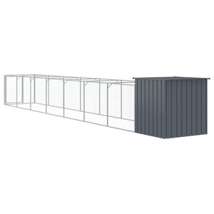 vidaXL Dog Kennel with Run Anthracite 110x813x110cm Galvanized Steel
