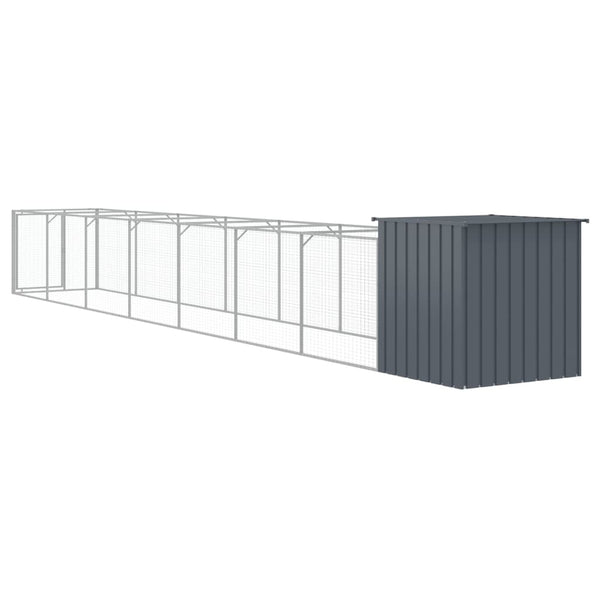 vidaXL Dog Kennel with Run Anthracite 110x813x110cm Galvanized Steel