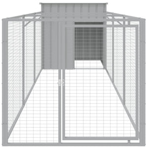 Hundehütte mit Auslauf Hellgrau