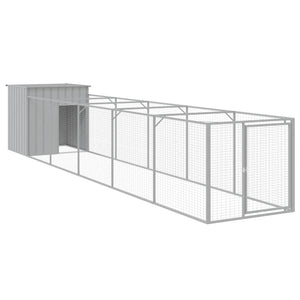 Hundehütte mit Auslauf, Hellgrau