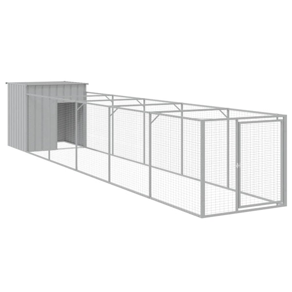 Hundehütte mit Auslauf, Hellgrau