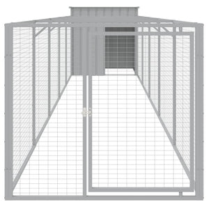 Hundehütte mit Auslauf, Hellgrau