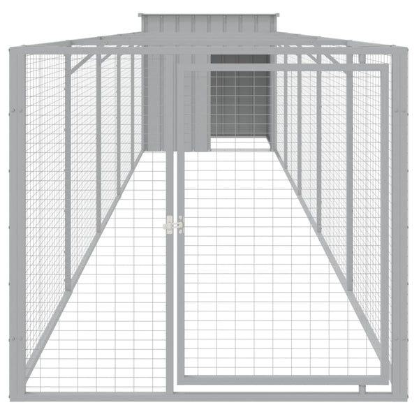 Hundehütte mit Auslauf, Hellgrau