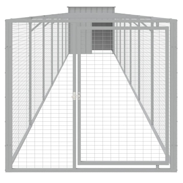 Hundehütte mit Auslauf Hellgrau