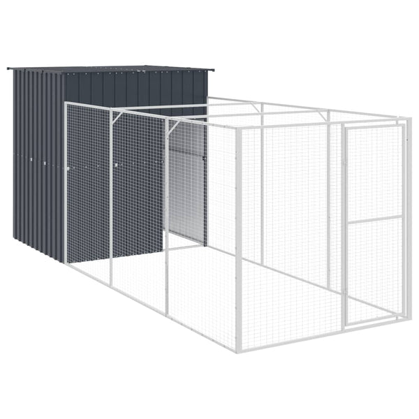 Hundehütte mit Auslauf Anthrazit